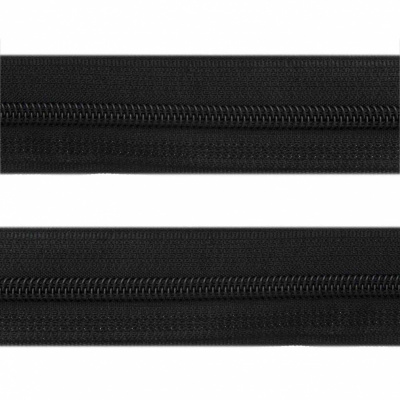 Рулонная молния с покрытием PVC спираль тип 3 (упак.270м) -черная с полосой СВО - купить в Перми. Цена: 12.74 руб.