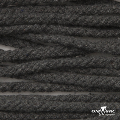 Шнур плетеный d-6 мм круглый, 70% хлопок 30% полиэстер, уп.90+/-1 м, цв.1088-т.серый - купить в Перми. Цена: 588 руб.