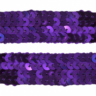 Тесьма с пайетками 12, шир. 20 мм/уп. 25+/-1 м, цвет фиолет - купить в Перми. Цена: 778.19 руб.