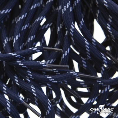 Шнурки #107-19, круглые 130 см, двухцветные цв.тём.синий/белый - купить в Перми. Цена: 22.14 руб.