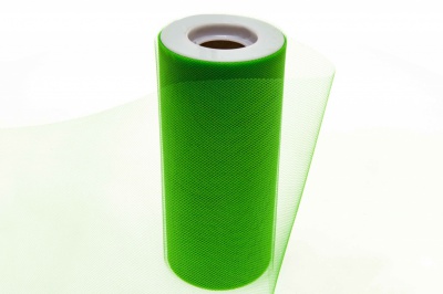 Фатин в шпульках 16-146, 10 гр/м2, шир. 15 см (в нам. 25+/-1 м), цвет зелёный - купить в Перми. Цена: 100.69 руб.
