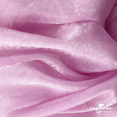 Плательная органза вытравка,100% полиэстр, шир. 150 см, #606 цв.-розовый - купить в Перми. Цена 380.73 руб.
