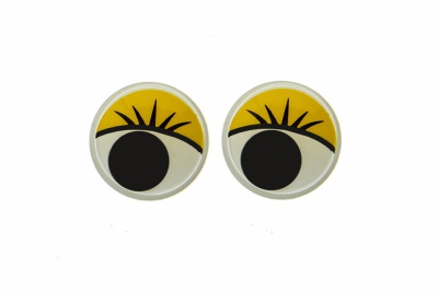 Глазки для игрушек, круглые, с бегающими зрачками, 12 мм/упак.50+/-2 шт, цв. -желтый - купить в Перми. Цена: 96.01 руб.