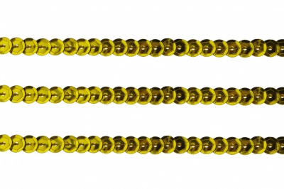 Пайетки "ОмТекс" на нитях, SILVER-BASE, 6 мм С / упак.73+/-1м, цв. А-1 - т.золото - купить в Перми. Цена: 468.37 руб.