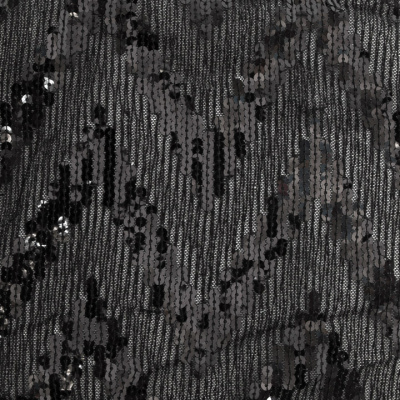 Трикотажное полотно с пайетками, шир.130 см, #311-бахрома чёрная - купить в Перми. Цена 1 183.35 руб.