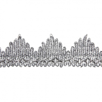 Тесьма металлизированная 0384-0240, шир. 40 мм/уп. 25+/-1 м, цвет серебро - купить в Перми. Цена: 490.74 руб.