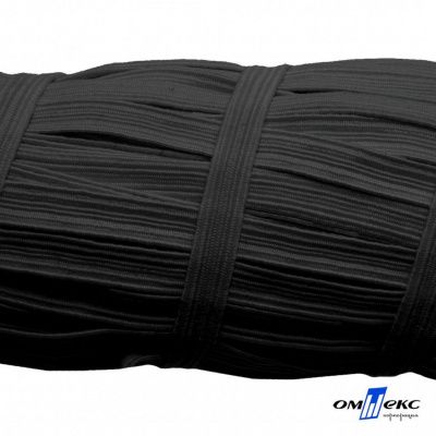 Резиновые нити с текстильным покрытием, шир. 6 мм (55 м/уп), цв.-черный - купить в Перми. Цена: 210.75 руб.