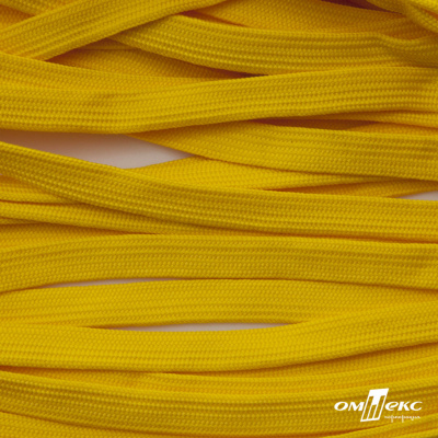 Шнур плетеный (плоский) d-12 мм, (уп.90+/-1м), 100% полиэстер, цв.269 - жёлтый - купить в Перми. Цена: 8.62 руб.