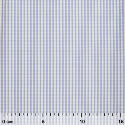 Ткань сорочечная Клетка Виши, 115 г/м2, 58% пэ,42% хл, шир.150 см, цв.2-голубой, (арт.111) - купить в Перми. Цена 306.69 руб.