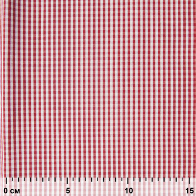 Ткань сорочечная Клетка Виши, 115 г/м2, 58% пэ,42% хл, шир.150 см, цв.5-красный, (арт.111) - купить в Перми. Цена 306.69 руб.