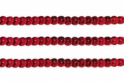 Пайетки "ОмТекс" на нитях, SILVER-BASE, 6 мм С / упак.73+/-1м, цв. 3 - красный - купить в Перми. Цена: 468.37 руб.