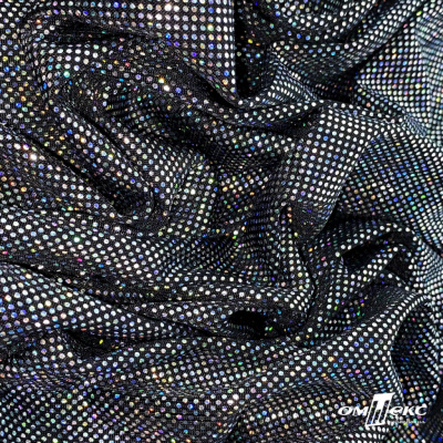Трикотажное полотно голограмма, шир.140 см, #601-хамелеон чёрный - купить в Перми. Цена 452.76 руб.