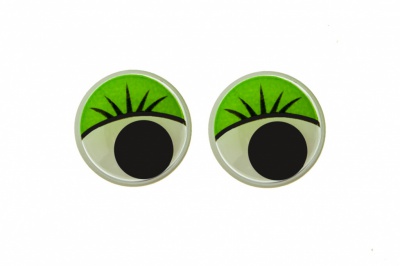 Глазки для игрушек, круглые, с бегающими зрачками, 15 мм/упак.50+/-2 шт, цв. -зеленый - купить в Перми. Цена: 113.01 руб.
