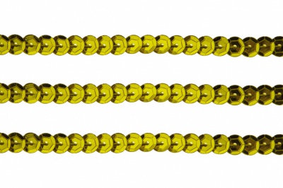 Пайетки "ОмТекс" на нитях, SILVER-BASE, 6 мм С / упак.73+/-1м, цв. 7 - св.золото - купить в Перми. Цена: 468.37 руб.