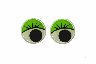 Глазки для игрушек, круглые, с бегающими зрачками, 12 мм/упак.50+/-2 шт, цв. -зеленый - купить в Перми. Цена: 95.04 руб.
