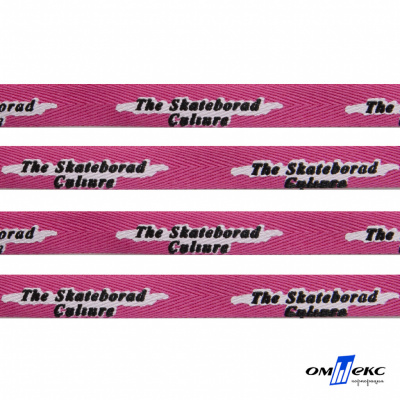 Тесьма отделочная (киперная) 10 мм, 100% хлопок,"THE SKATEBOARD CULIURE"(45 м) цв.121-26 -яр.розовый - купить в Перми. Цена: 850.62 руб.