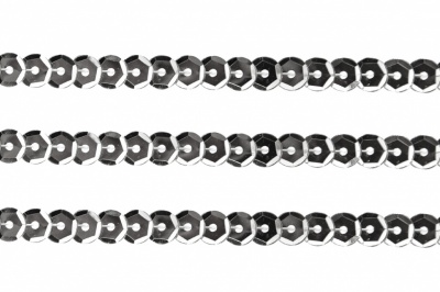 Пайетки "ОмТекс" на нитях, SILVER-BASE, 6 мм С / упак.73+/-1м, цв. 1 - серебро - купить в Перми. Цена: 468.37 руб.