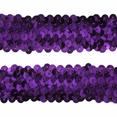 Тесьма с пайетками 12, шир. 30 мм/уп. 25+/-1 м, цвет фиолет - купить в Перми. Цена: 1 098.48 руб.