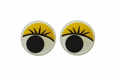 Глазки для игрушек, круглые, с бегающими зрачками, 15 мм/упак.50+/-2 шт, цв. -желтый - купить в Перми. Цена: 113.01 руб.