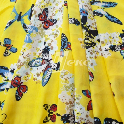 Плательная ткань "Софи" 7.2, 75 гр/м2, шир.150 см, принт бабочки - купить в Перми. Цена 241.49 руб.